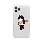 SUIMINグッズのお店の海老の握り寿司を機嫌よく運ぶねこ Clear Smartphone Case