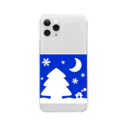 bantone の大きな木と月が浮かぶかわいい雪景色 Clear Smartphone Case