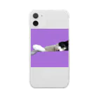 猫好きの横たわりはちわれ猫 Clear Smartphone Case