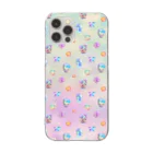 ★枠星屋★の宝石猫◆お月さま★お星さま(虹雲ver.) Clear Smartphone Case