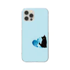 WAMI ARTの黒猫と青いハート Clear Smartphone Case