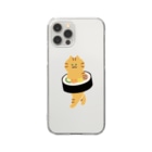 SUIMINグッズのお店の太巻きを自らに巻きつけて運ぶねこ Clear Smartphone Case