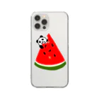 ★Panda Cafe★のスイカ★パンダ Watermelon Panda クリアスマホケース