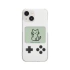 ハナイとトンのドット絵の猫（液晶ボタン付・招き猫） Clear Smartphone Case