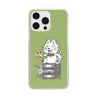 イラスト MONYAAT のねことネズミと例のチーズ Aミドリ Clear Smartphone Case