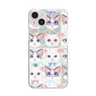 NORIMA'S SHOP のおしゃれなメガネをかけた猫たちと北欧風パターンイラスト Clear Smartphone Case