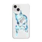 made blueのWatercolor wolf Clear Smartphone Case