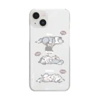 BowWoof ShopのzzZ●iPhone11~/白字/バイブルー● シェルティ無防備でもしもし Clear Smartphone Case