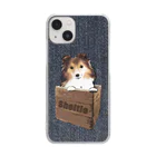 犬グッズの店しえるぶるーの箱入り犬　シェルティー　デニム Clear Smartphone Case