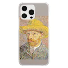 SONOTENI-ARTの005-001　ゴッホ　『麦わら帽子を被った自画像』(1887年）　クリア　スマホケース　iPhone 14ProMax/14Plus/13ProMax/12ProMax/11ProMax専用デザイン　CC5-2 Clear Smartphone Case