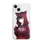 Red & Brack の猫耳パーカー Clear Smartphone Case