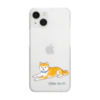 Shiba Inu Streetの水色の首輪をつけてゆったり座る柴犬のドット絵 Clear Smartphone Case