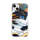 マッケンデジタルワールドの葛飾猫斎　猫名黒雪　浮世絵lofiアートパンクシティ　かわいいねこ Clear Smartphone Case