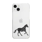 horse-lvのブラックホース花柄白抜き Clear Smartphone Case