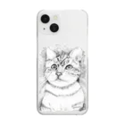 greetenのアート猫　モノクロ　 Clear Smartphone Case