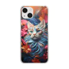 ANIMAL WORLDのペーパーアート Norwegian Forest Cat Clear Smartphone Case