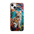ANIMAL WORLDのペーパーアート Bengal cat Clear Smartphone Case