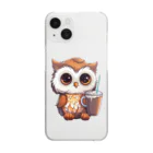 Vasetti_pressのフクロウとコーヒー Clear Smartphone Case