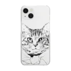 猫竹（nekotake)のペン画のしましま猫ちゃん Clear Smartphone Case