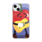 satomatoのイラストのギターを弾くトマトくん Clear Smartphone Case