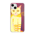 gatto solitario(物寂しげな猫)の太陽に照らされている猫 Clear Smartphone Case