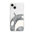 シャチくんが欲しいもの笑の覗き込みシャチくん Clear Smartphone Case
