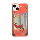 skgood0720の紅葉とした森の中の鹿 Clear Smartphone Case