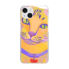 ネコフスキの鮮やかな凛々しい猫さんのイラストグッズ Clear Smartphone Case