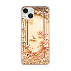 楽輝世のペーパークラフト風 水彩画「桜02」 Clear Smartphone Case