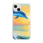 Taiwan_CreatorのJump Dolphin Clear Smartphone Case