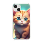 孫悟飯のかわいい猫のイラストのグッズ Clear Smartphone Case