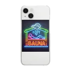 N SAUNA LOGOのネオン風サウナロゴ2 Clear Smartphone Case