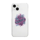 N SAUNA LOGOのネオン風花柄サウナロゴ11　花柄ver.4 Clear Smartphone Case