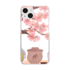 無類の酒好きの桜の下で花見酒 Clear Smartphone Case