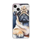 こころやすらぐの水彩子犬　パグ Clear Smartphone Case