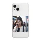 人工知能的絵画商品店の通話中亜細亜美女 Clear Smartphone Case