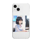 人工知能的絵画商品店の黒髪和風会社員美女 Clear Smartphone Case