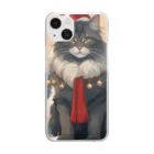 ruiruirの猫　冬　クリスマス Clear Smartphone Case