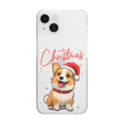 Design_Lab_Lycorisのキラキラと降る雪に心を躍らせるクリスマスコーギー Clear Smartphone Case