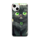 yoiyononakaの図書室の黒猫01 Clear Smartphone Case