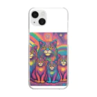 マヌル猫 Manul catのサイケなマヌル猫の家族２ Clear Smartphone Case