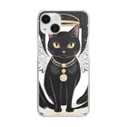 宇宙黒猫キョロちゃんの宇宙黒猫キョロちゃん(薔薇) Clear Smartphone Case