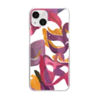 AI水彩アート ~カミとハサミ~の色とりどりの仮面のモダンな水彩画 Clear Smartphone Case