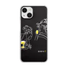 ビールとアート TM-3 Designの名画 × BEER（浮世絵男女）白線画-ブラック Clear Smartphone Case