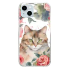 キリマジの猫とバラ　水彩 D （猫とバラシリーズ） Clear Smartphone Case