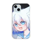 しろめにゃしょっぷのしろめにゃそらいろ Clear Smartphone Case