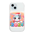 ニャーちゃんショップの新年を迎える猫  2024 Clear Smartphone Case