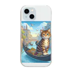 ニャーちゃんショップのヴェネツィアの水路でゴンドラに乗っているネコ Clear Smartphone Case