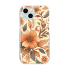 レモングラスのオレンジの花柄。 Clear Smartphone Case