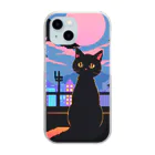 幸運のしっぽのドット黒猫さん Clear Smartphone Case